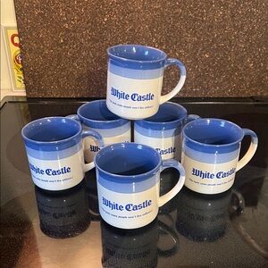 White Castle Blue and White Coffee Mugs Set (6)